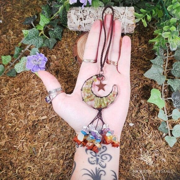 Handmade Peridot Crystal Moon Décor #10 - Picture 3 of 3